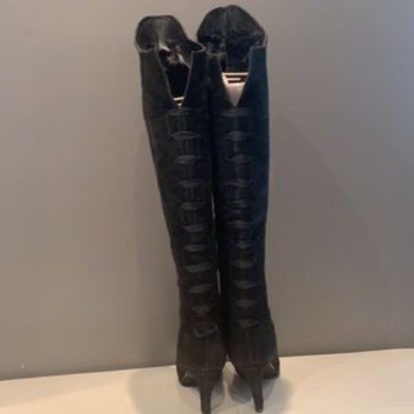 🇮🇹VTG 90’ Stuart Weitzman 💯% Suede/Leather O/U Knee Boots - Picture 6 of 17